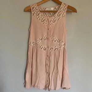 Yuni Apparel Lace Cutout Light Pink Rose Tank Top Size medium